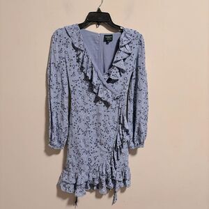 Bardot Girl's Georgie Frill Dress Blue Floral- Size 16